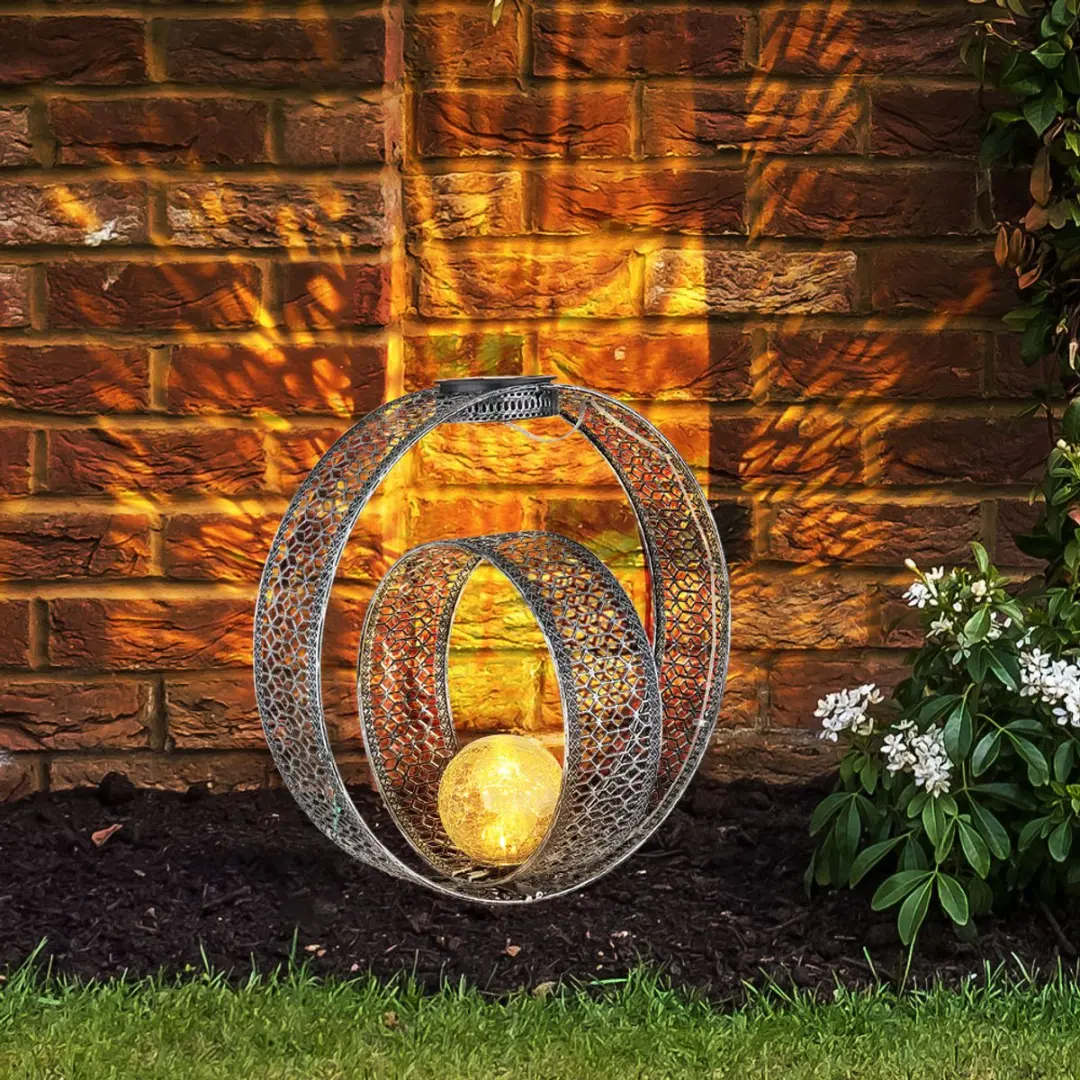 Globo Oosterse Wereldbol Solarlamp - Zilver - 2700K