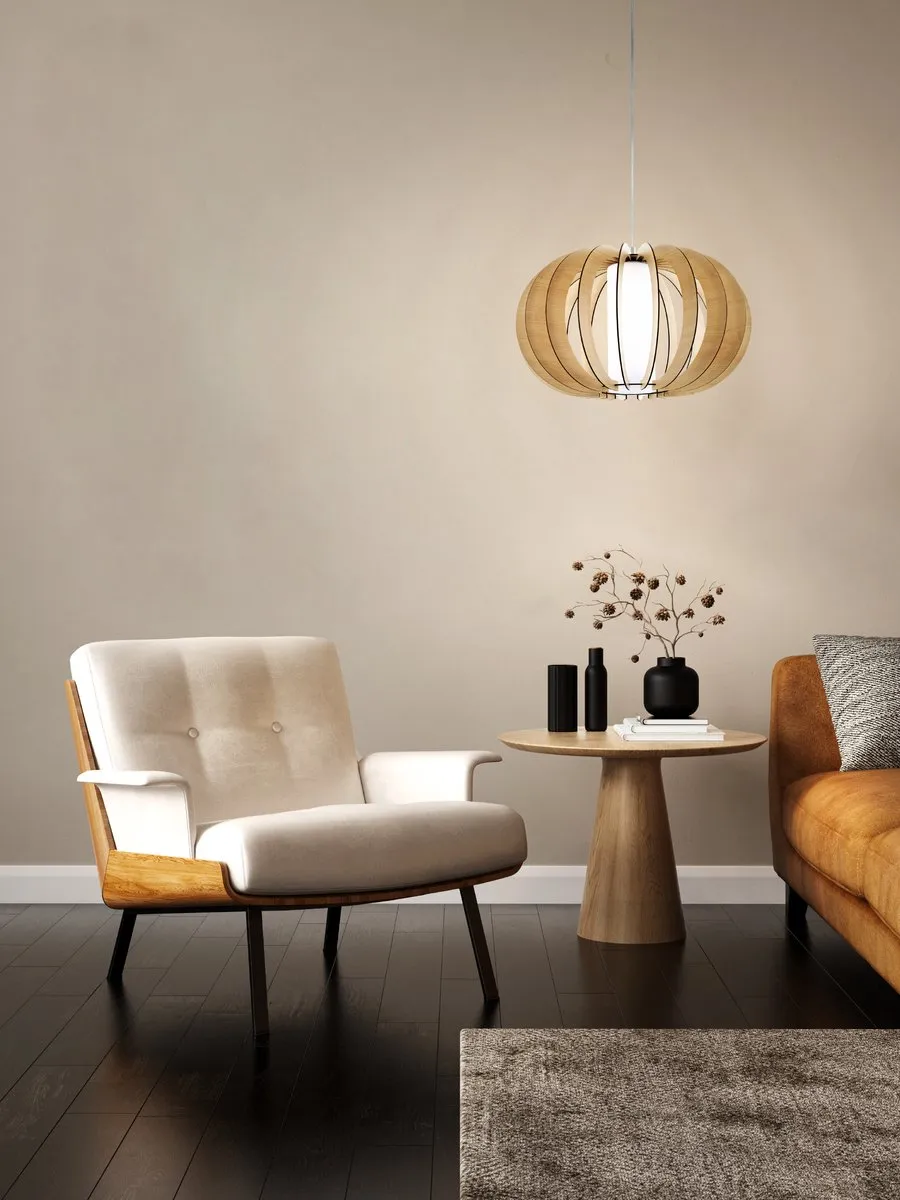 Eglo Stellato 1 Hanglamp - Ø50cm Nikkel-Mat Ahorn - afbeelding 6 van 6