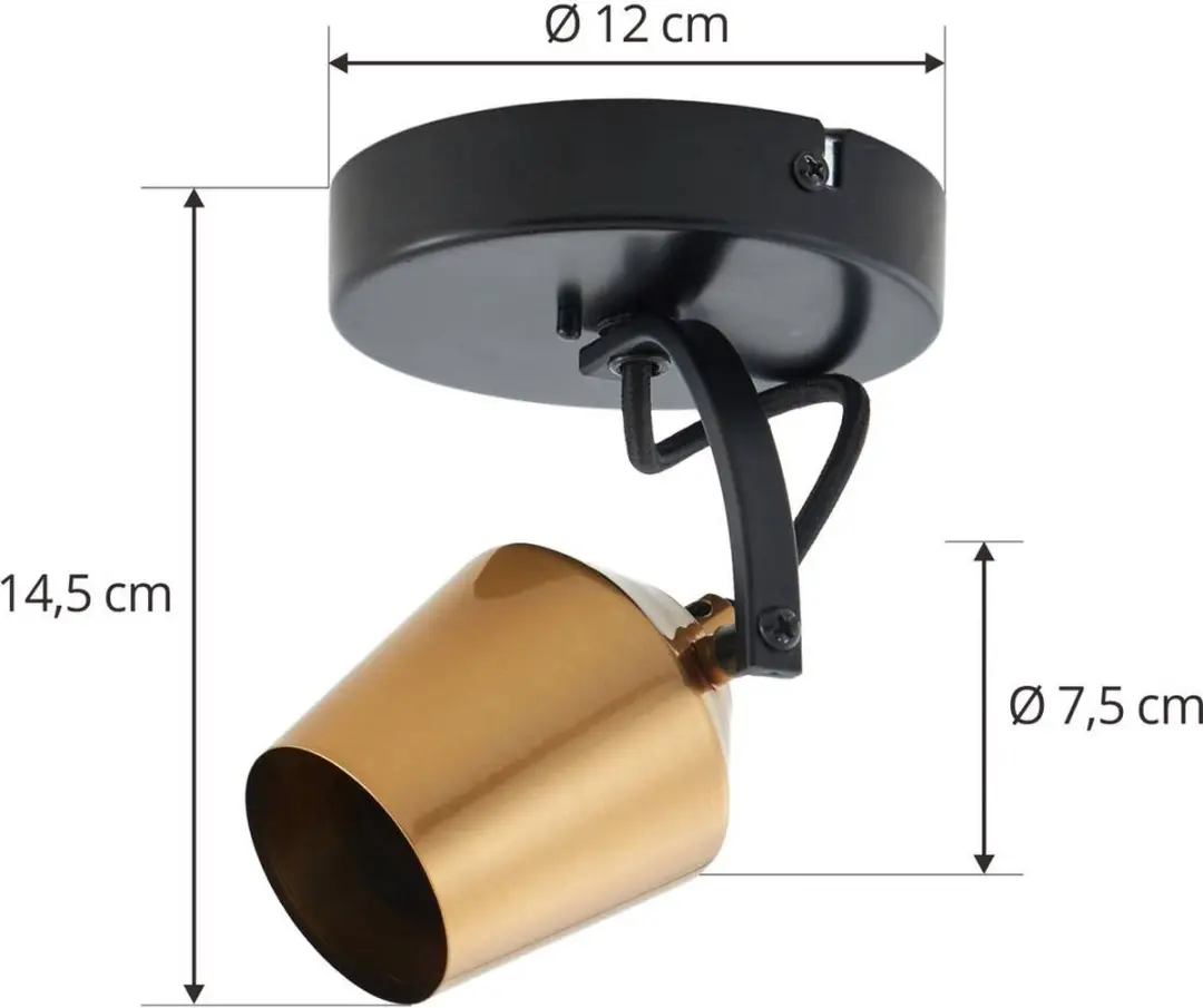 Lindby Buitenspot 1 Licht GU10 - 10W - Ø7,5cm - Zwart/Goud