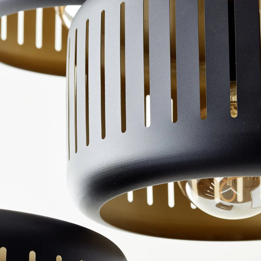 Brilliant Tyas Hanglamp E27 - 3x60W - Zwart/Goud - afbeelding 6 van 6