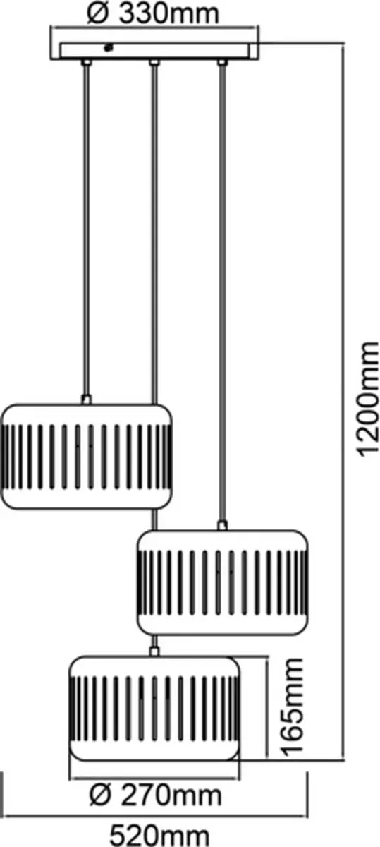 Brilliant Tyas Hanglamp E27 - 3x60W - Zwart/Goud