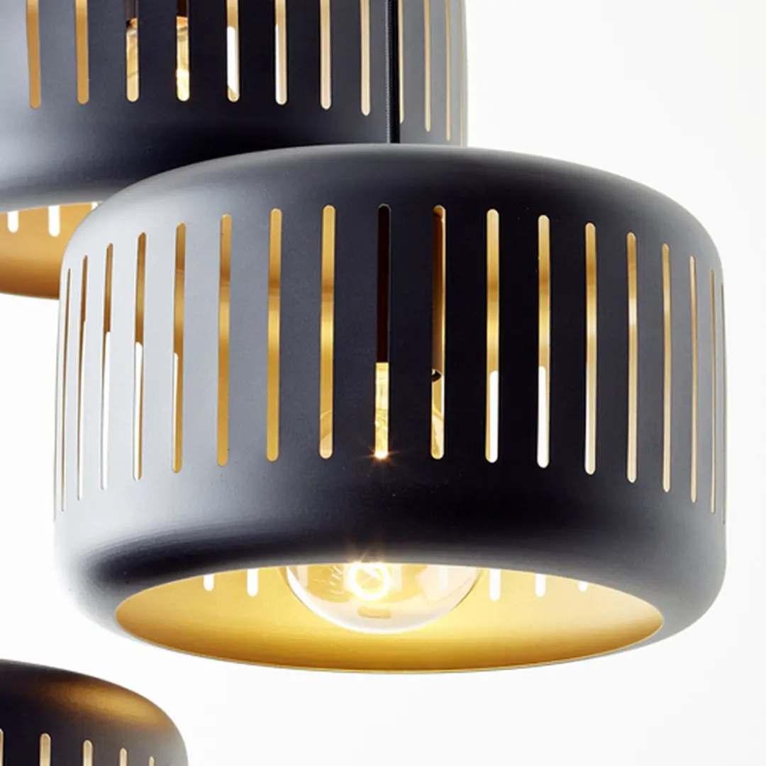 Brilliant Tyas Hanglamp E27 - 3x60W - Zwart/Goud