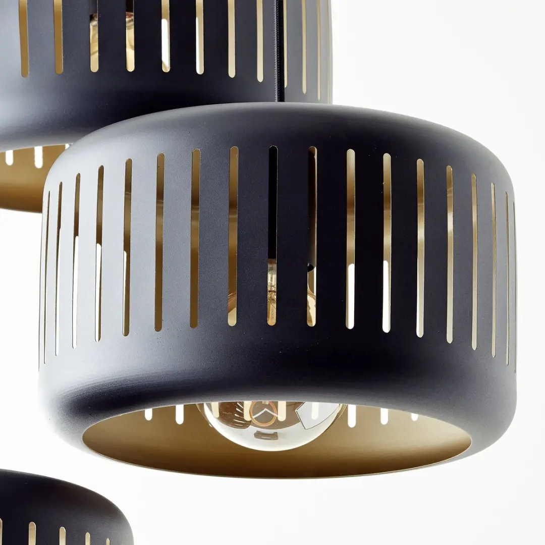 Brilliant Tyas Hanglamp E27 - 3x60W - Zwart/Goud