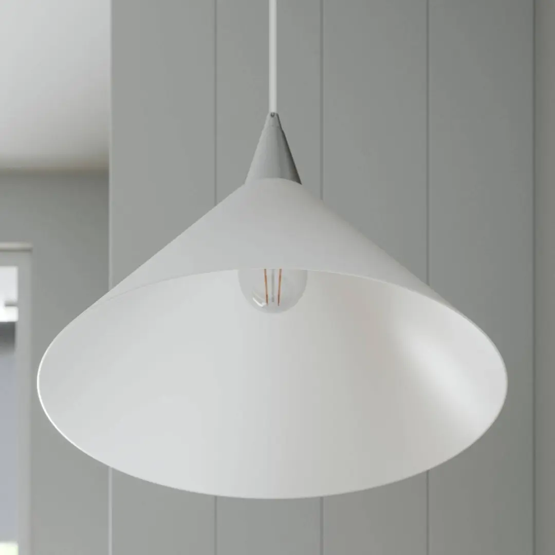 Lindby Hanglamp Glas Metaal 17cm - E27 - Wit