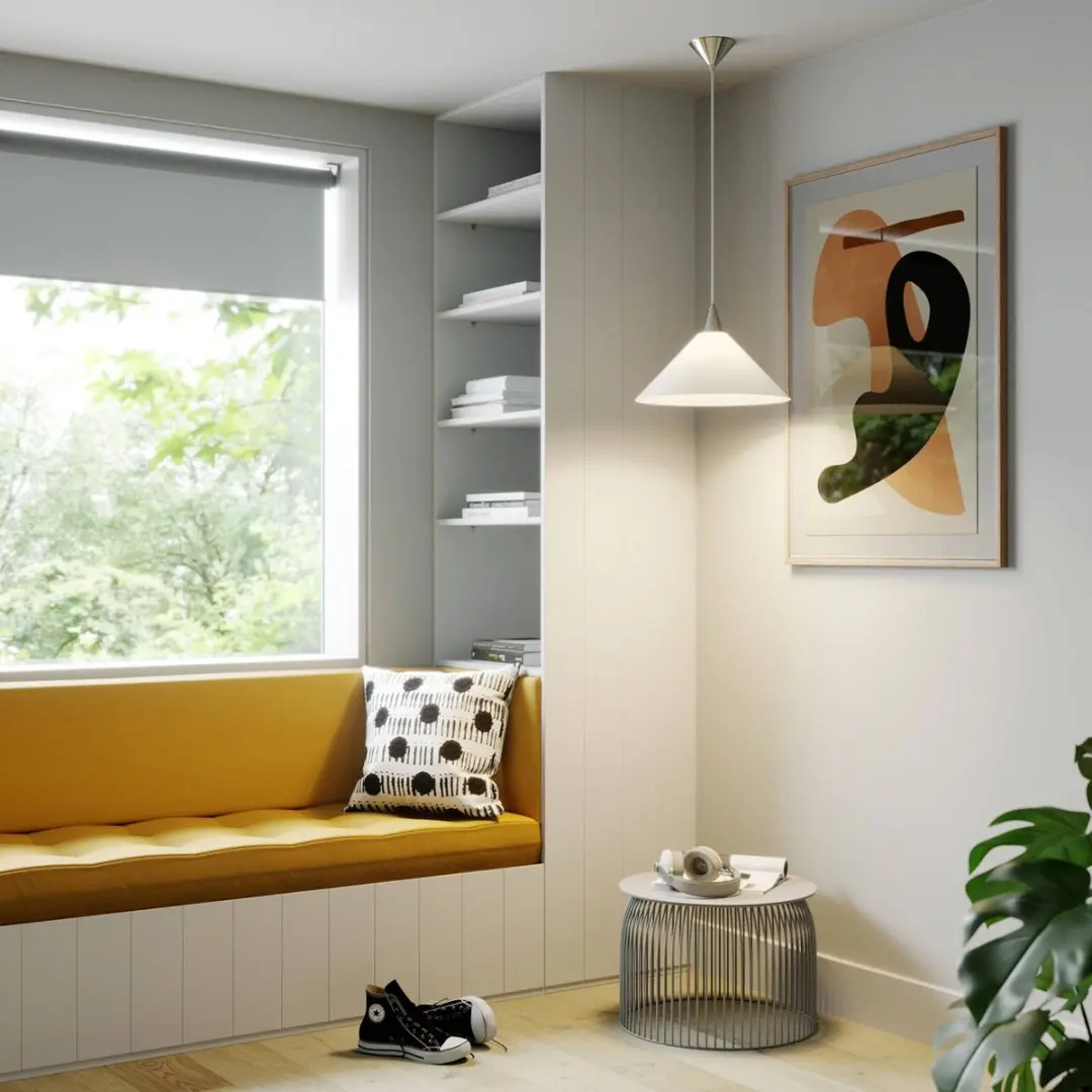 Lindby Hanglamp Glas Metaal 17cm - E27 - Wit