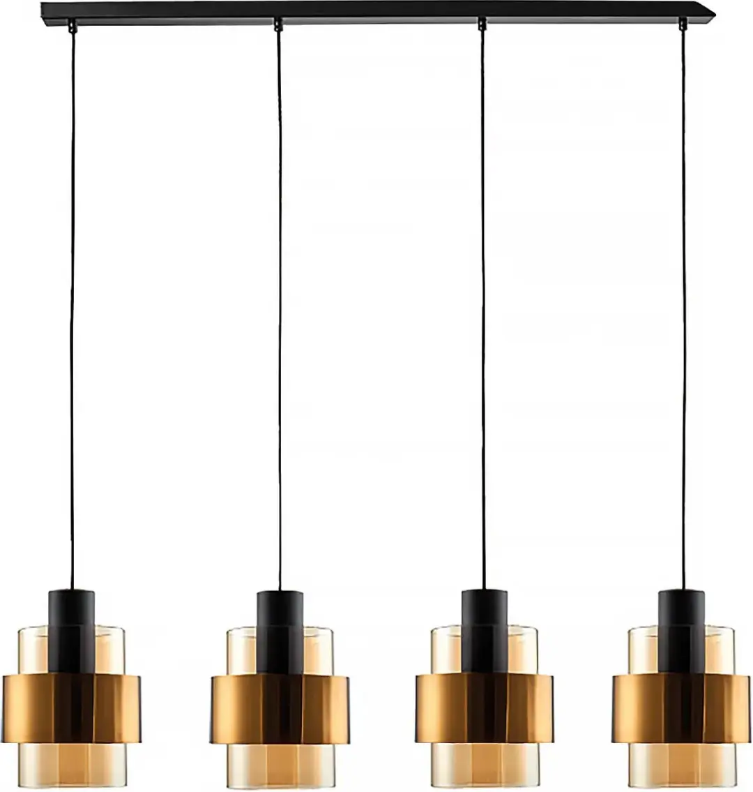 Freelight Hanglamp Chiasso 4 Lichts 120cm - Zwart/Goud