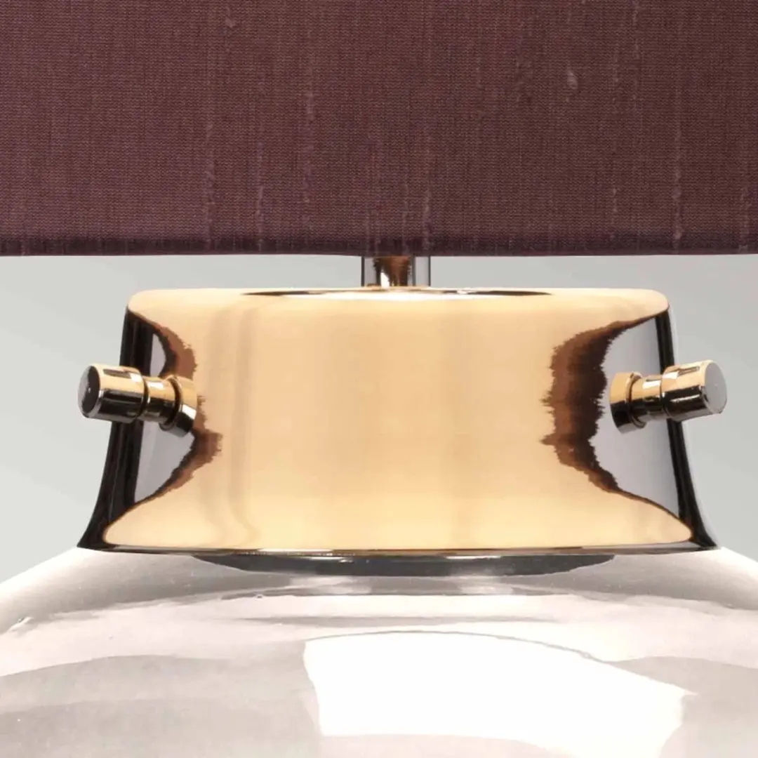 Elstead LED Tafellamp Kara - Polished Nickel - Smoke Glas