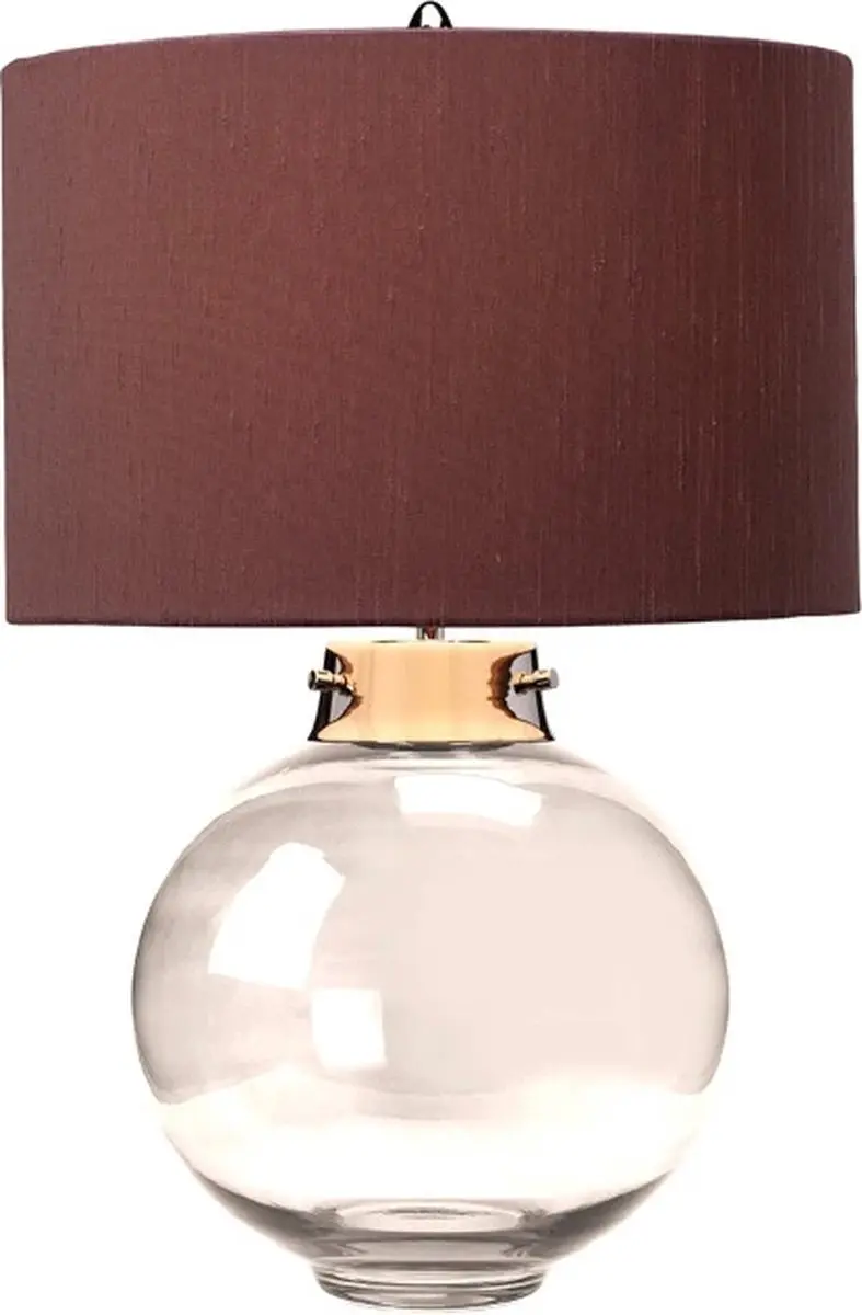 Elstead LED Tafellamp Kara - Polished Nickel - Smoke Glas