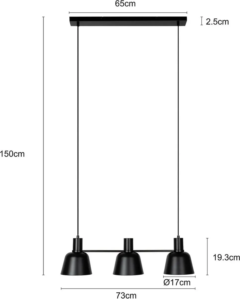 Lucande Hanglamp 3-Lichts E27 - Zwart Mat