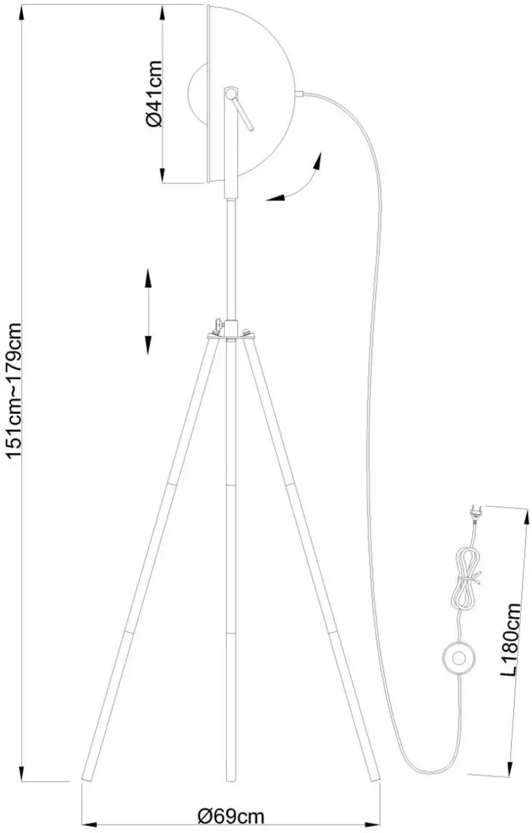 Globo Lenn Vloerlamp Metaal - Goud 179cm