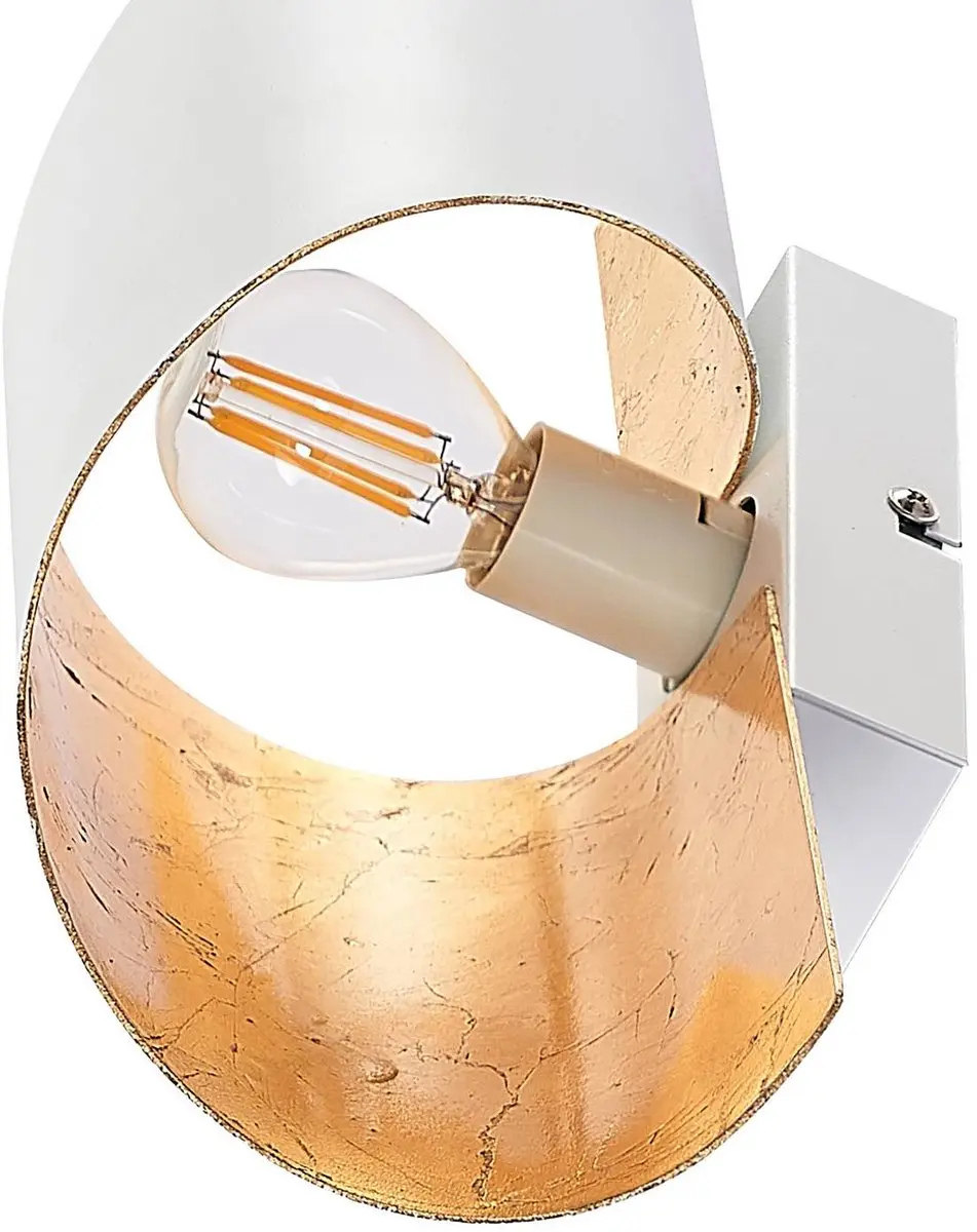 Lindby Wandlamp 1 Licht E14 - 35cm - Wit/Goud