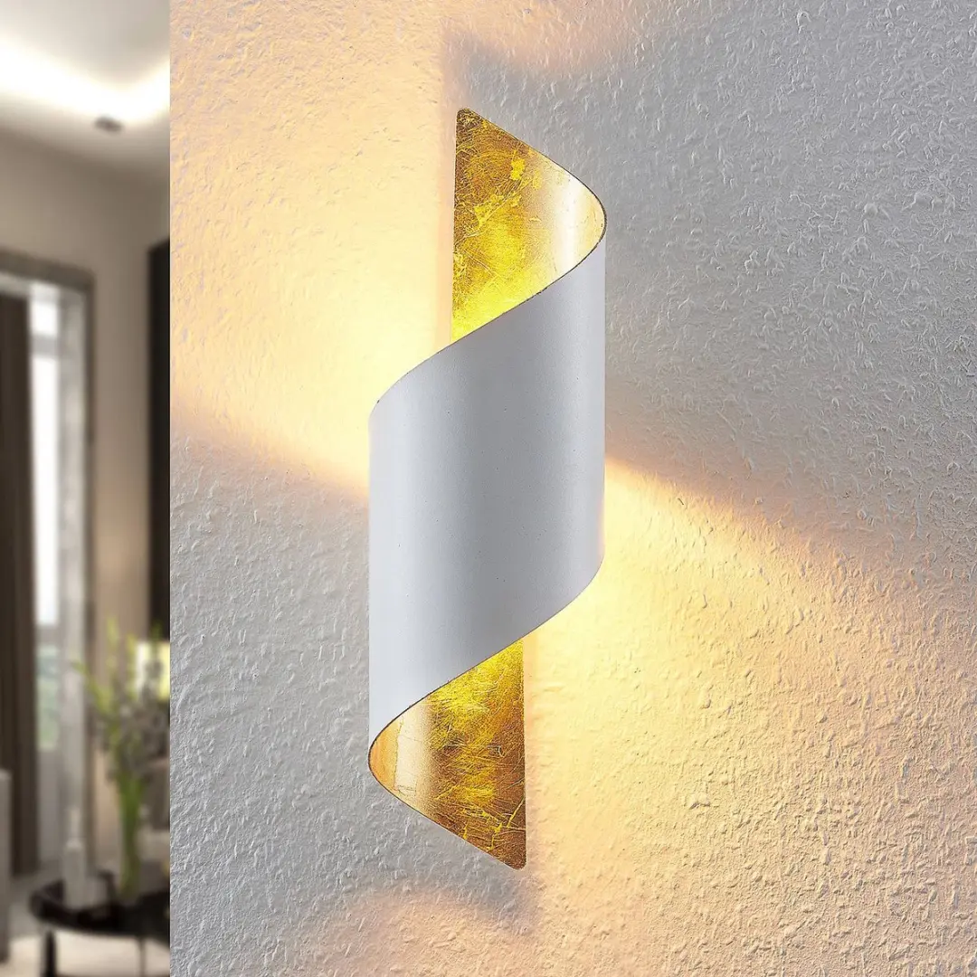 Lindby Wandlamp 1 Licht E14 - 35cm - Wit/Goud