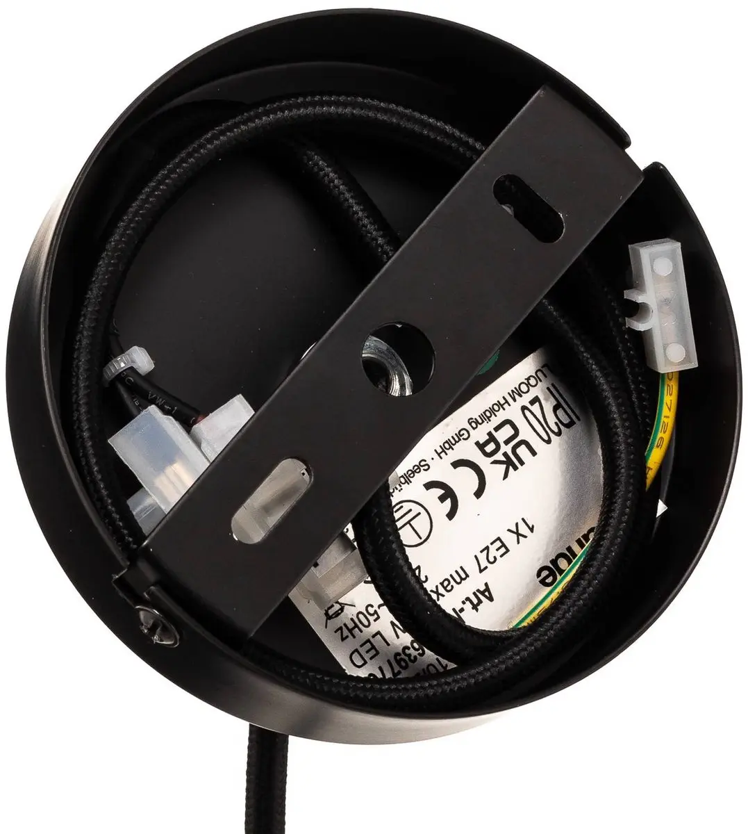 Lucande Hanglamp IJzer 1 Licht E27 - Zwart/Licht Hout