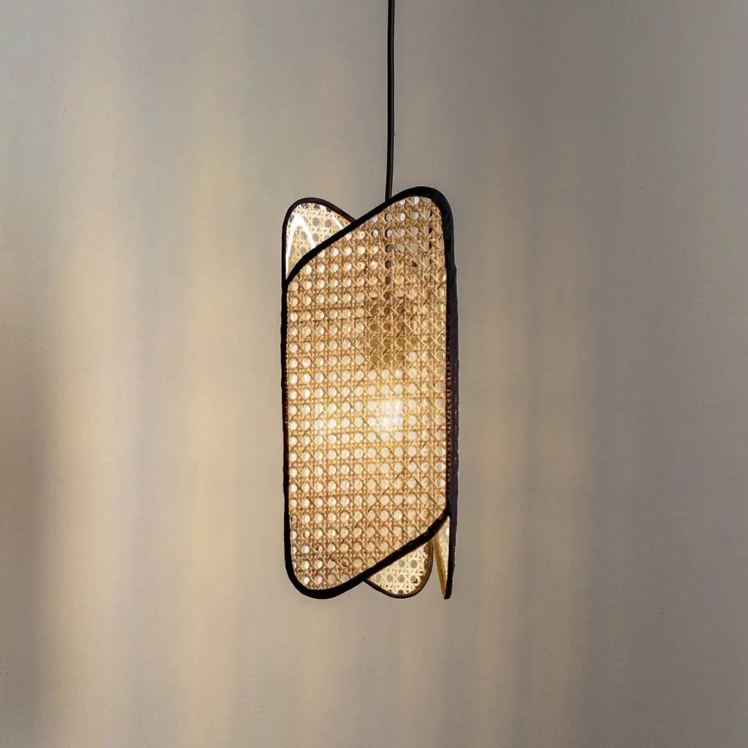 Lucande Hanglamp IJzer 1 Licht E27 - Zwart/Licht Hout