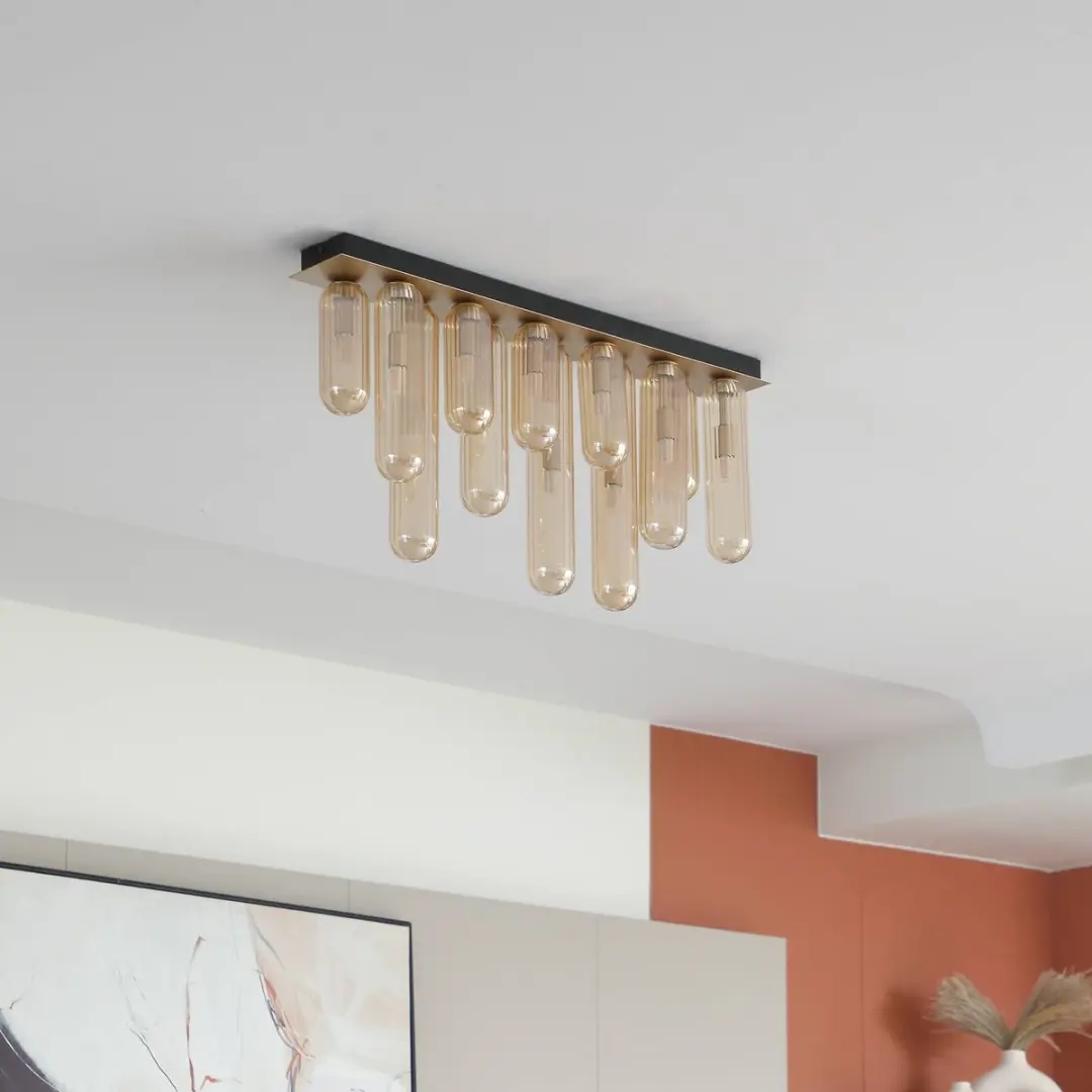 Lucande Plafondlamp 12xG9 - 8W - Amber/Zwart
