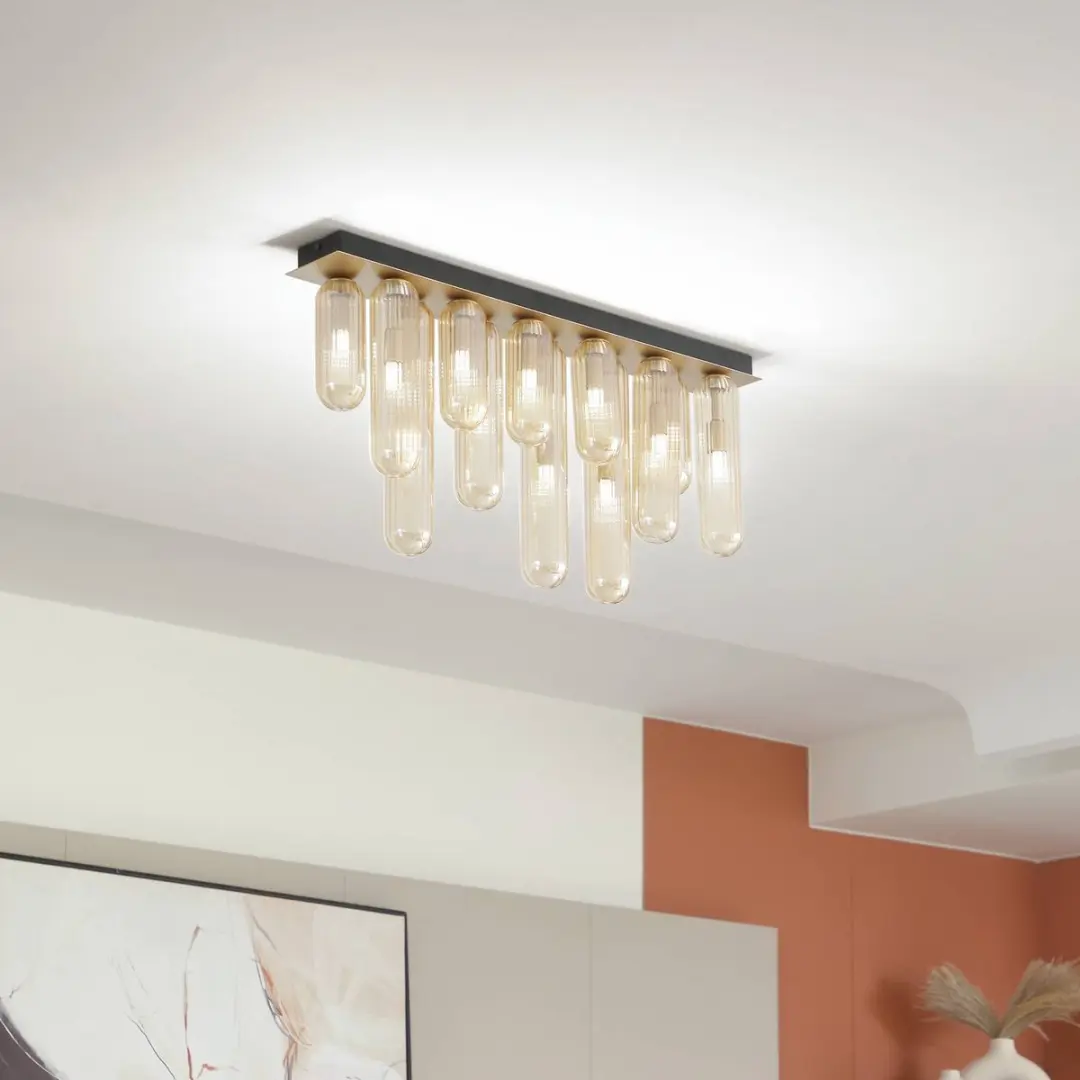 Lucande Plafondlamp 12xG9 - 8W - Amber/Zwart