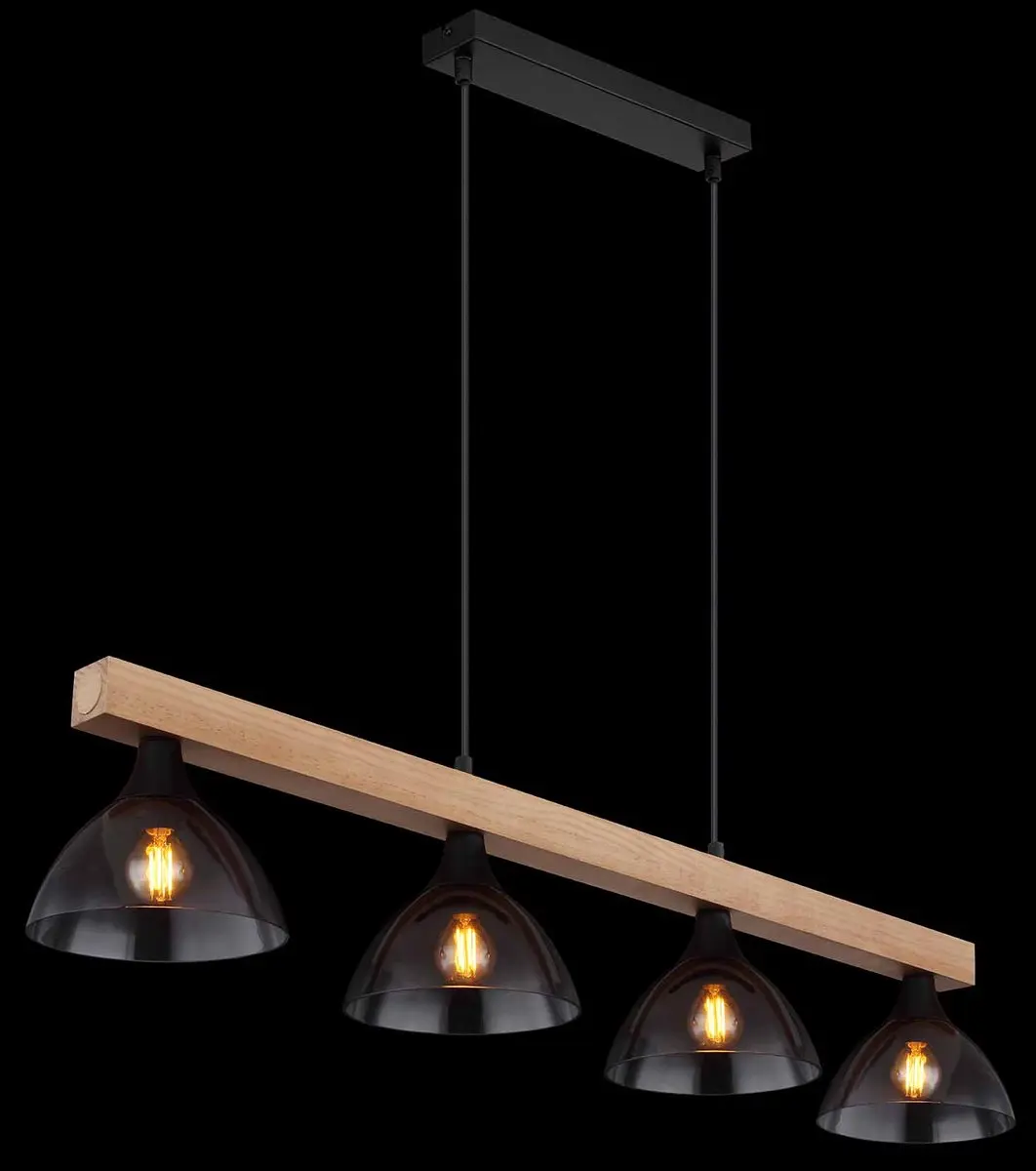Globo Lindi Hanglamp - 4x E14 - Ø17cm - Naturel/Zwart