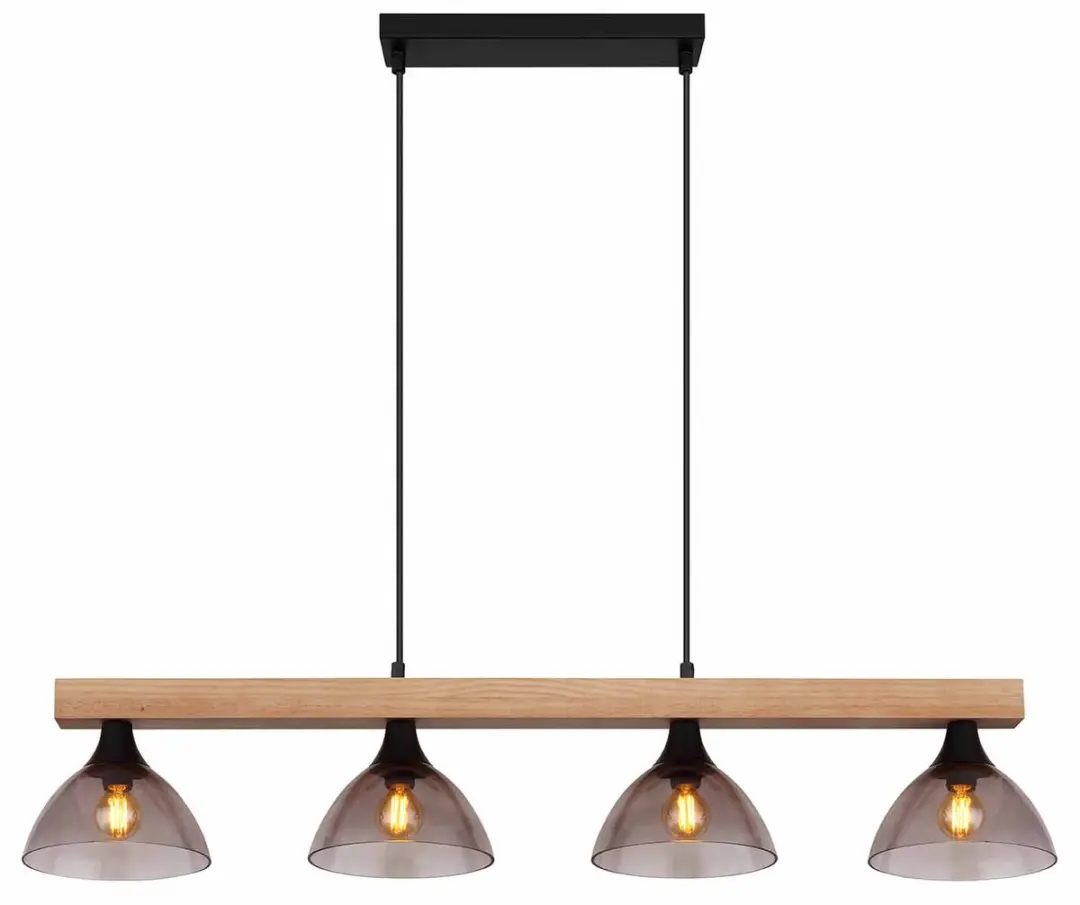Globo Lindi Hanglamp - 4x E14 - Ø17cm - Naturel/Zwart