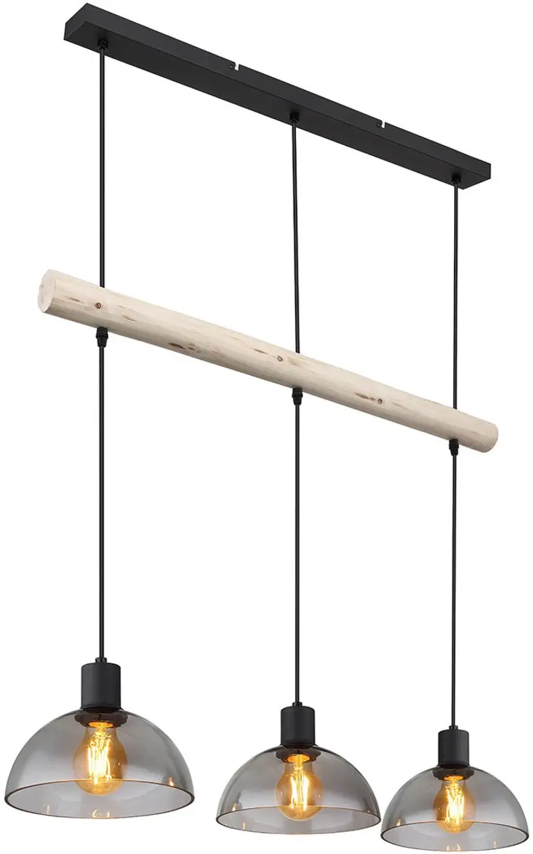 Globo Lindi Hanglamp - 3 Lichtpunten - Ø20cm - Zwart