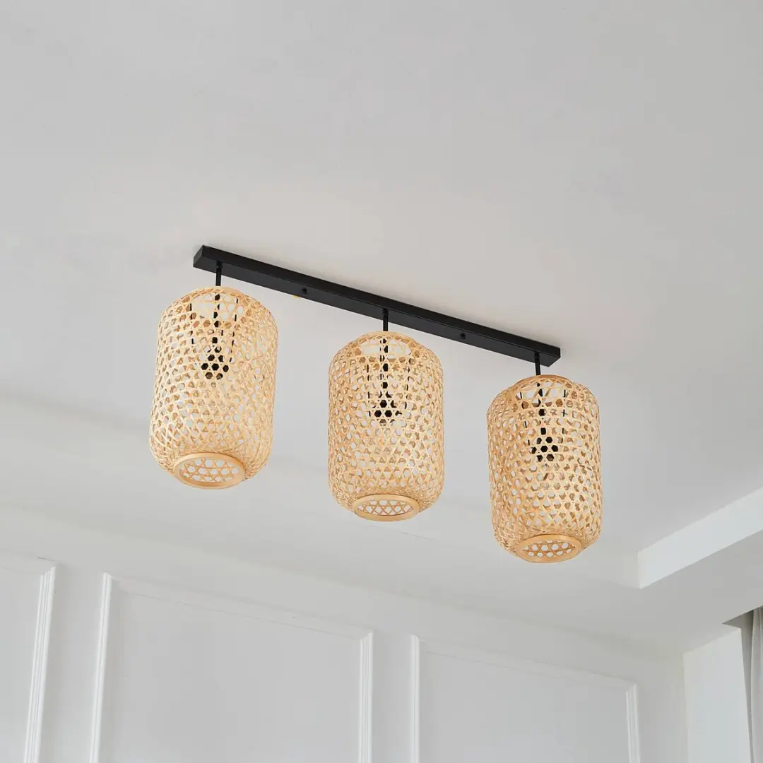 Lucande Plafondlamp Bamboe 3-Lichts