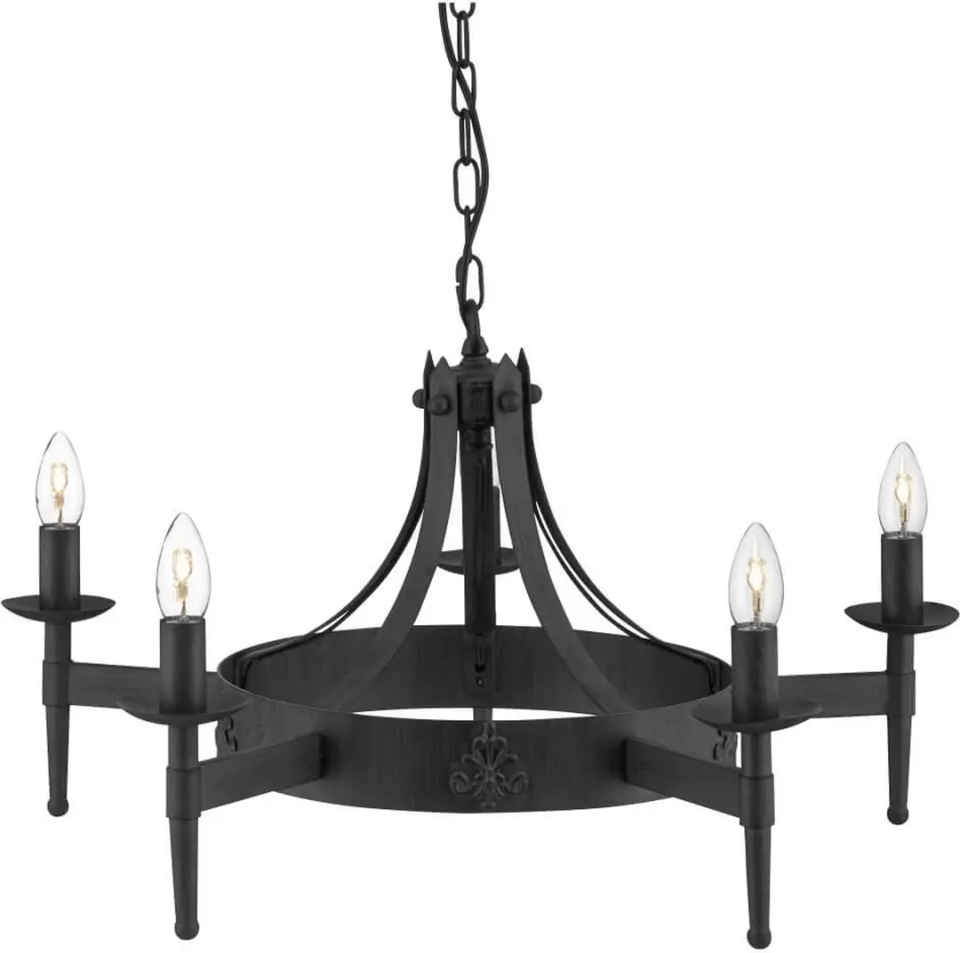 Searchlight Cartwheel Kroonluchter - 5 Lichts - Zwart
