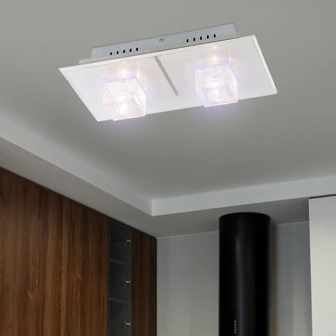 Globo Plafondlamp 24x LED Kleurwissel - 40x20,5x12,5cm - Zilver