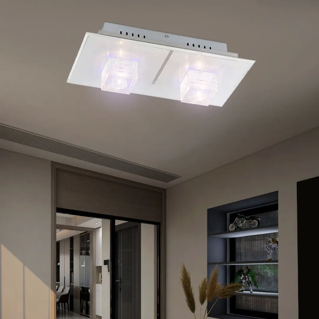 Globo Plafondlamp 24x LED Kleurwissel - 40x20,5x12,5cm - Zilver