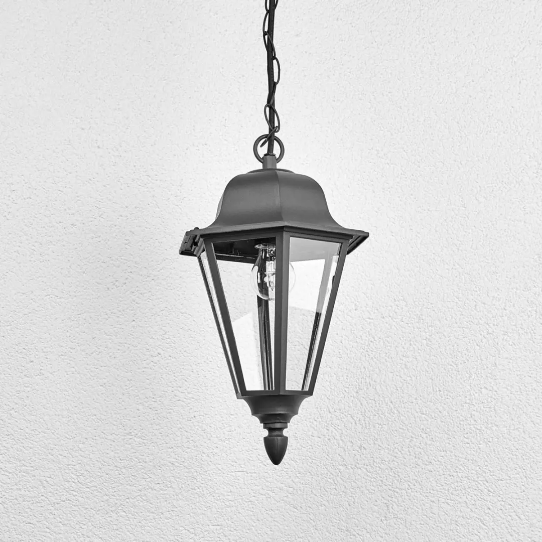 Lindby Hanglamp Buiten Metaal Glas E27 40cm - Antraciet