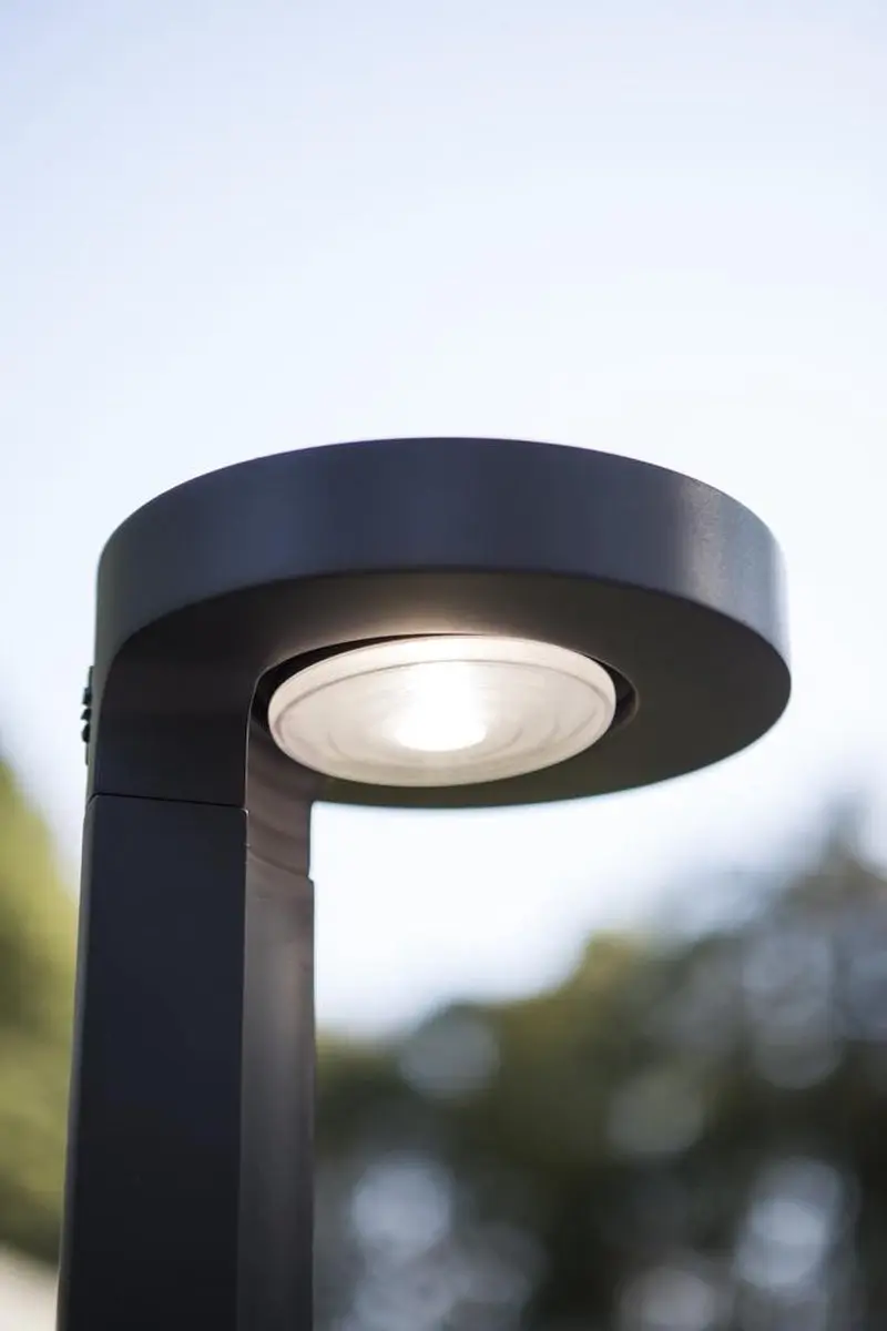 Lutec Diso LED Sokkellamp Buiten Sensor Solar - Grijs