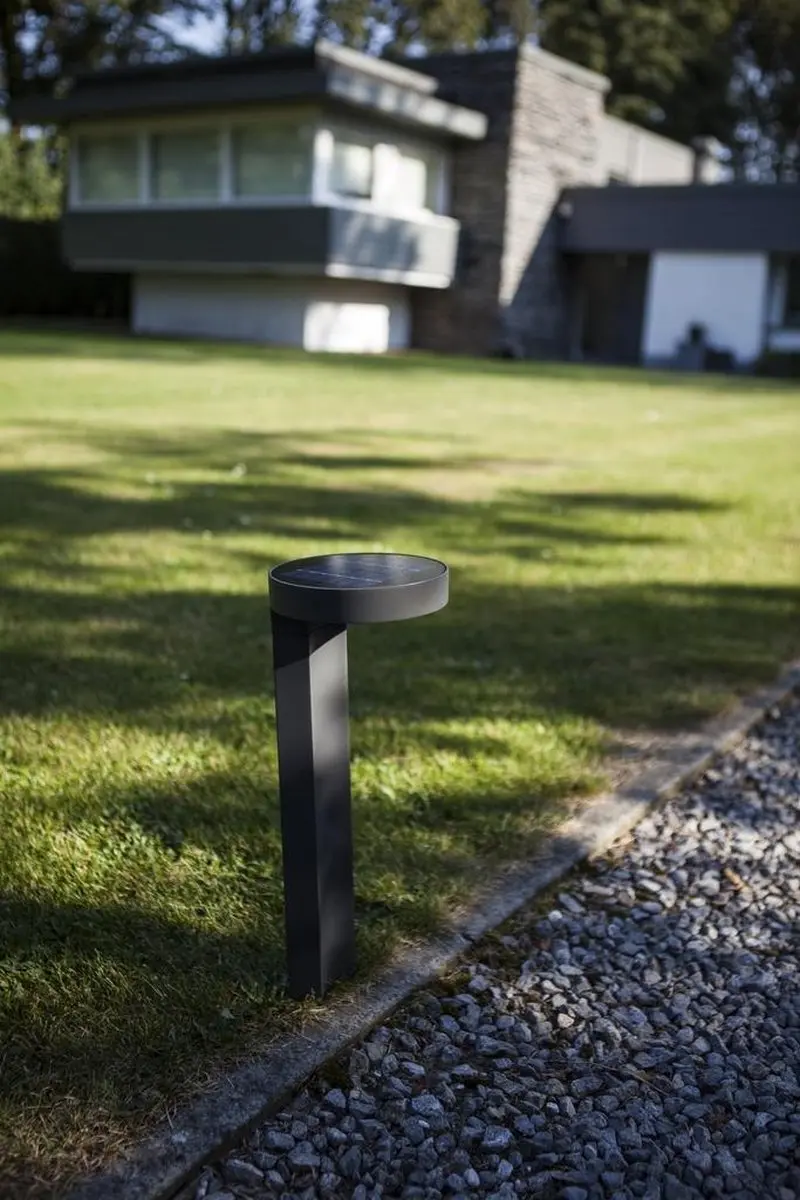 Lutec Diso LED Sokkellamp Buiten Sensor Solar - Grijs