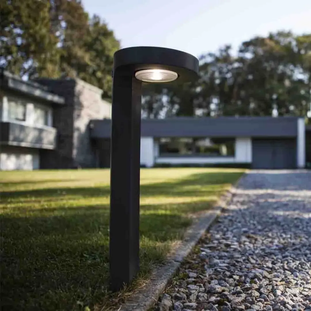 Lutec Diso LED Sokkellamp Buiten Sensor Solar - Grijs