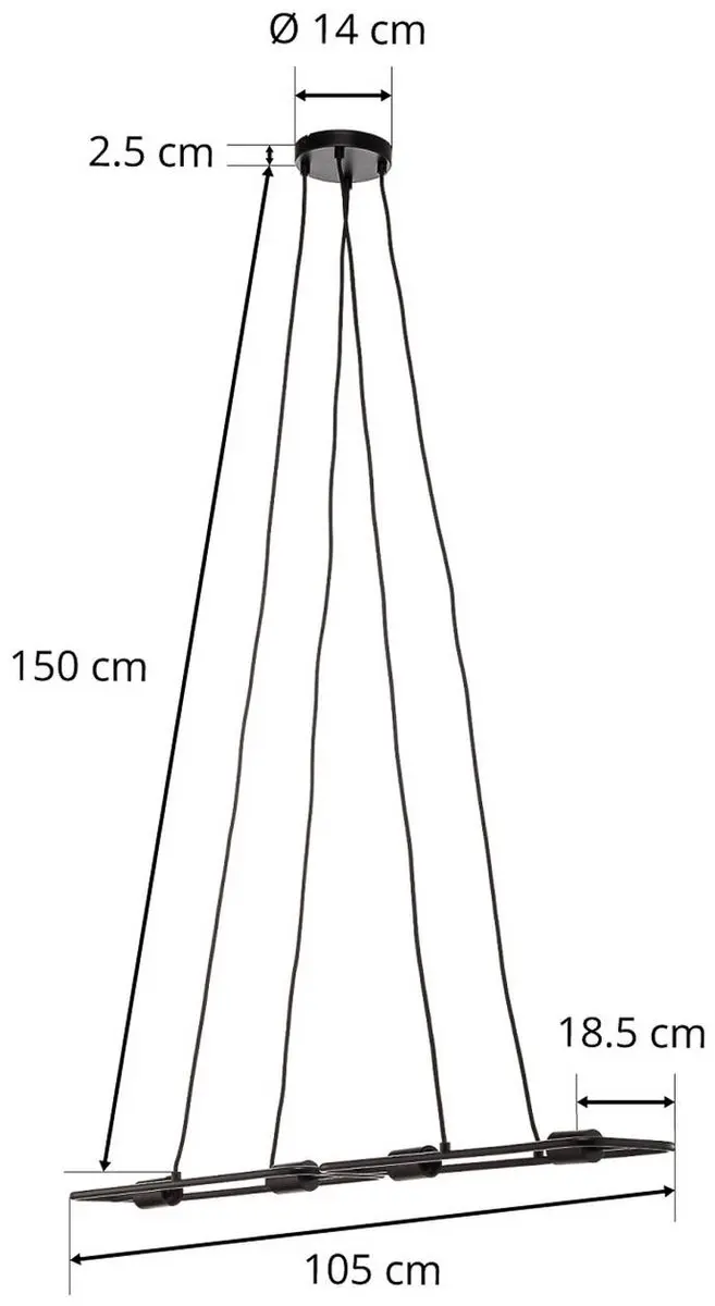 Lucande Hanglamp 4-Lichts E27 - Matzwart