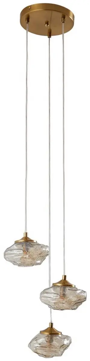 Lindby Hanglamp 3-lichts Glas Cognac/Messing