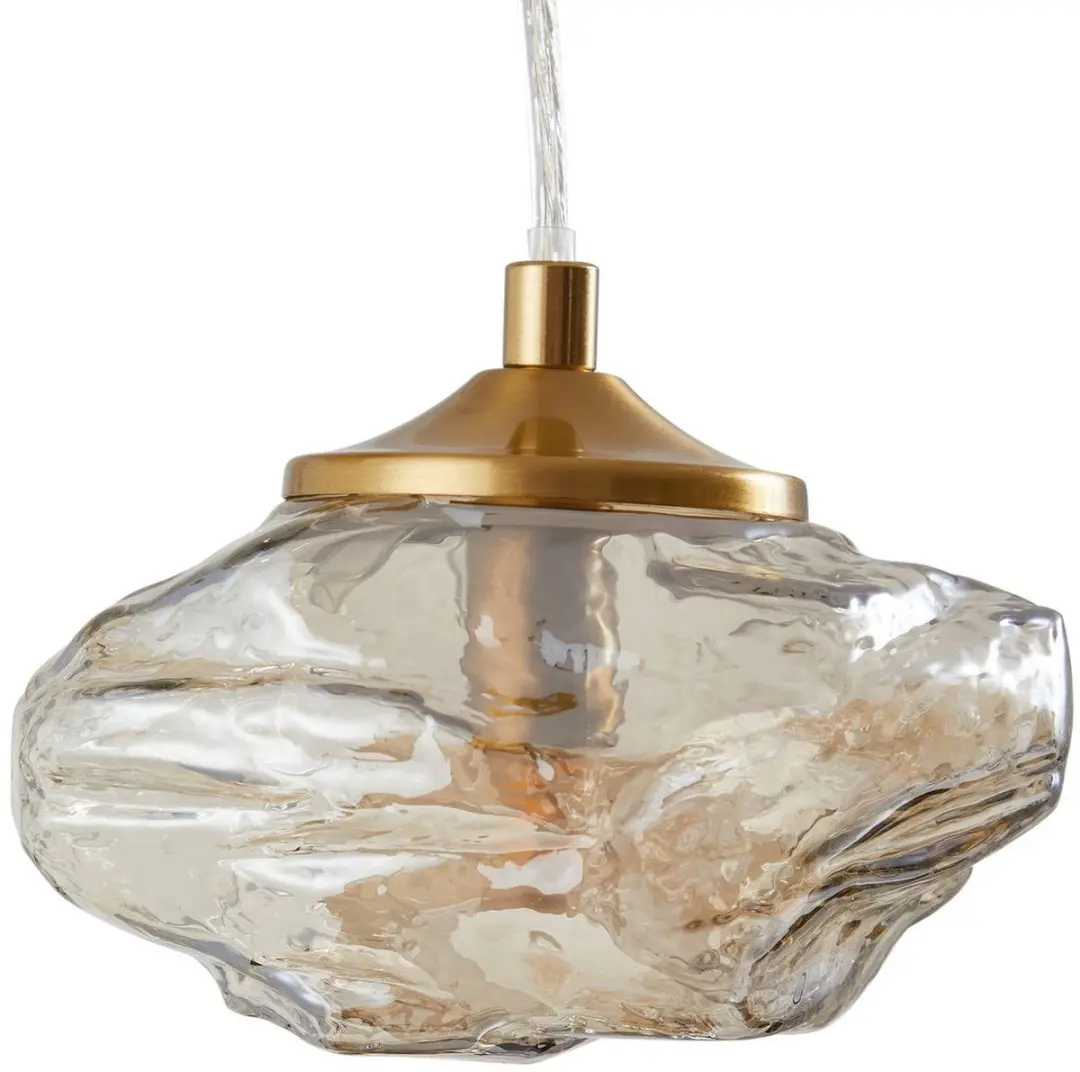 Lindby Hanglamp 3-lichts Glas Cognac/Messing