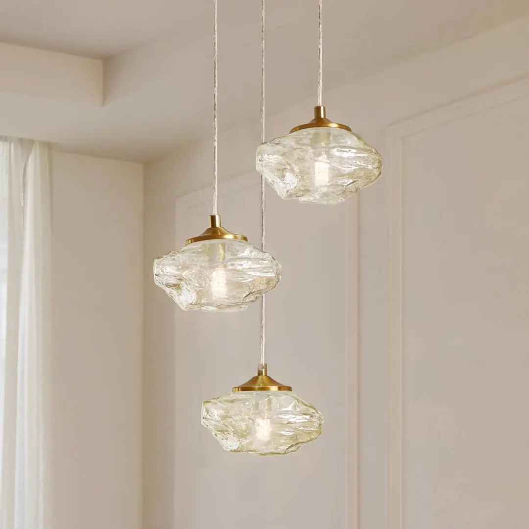 Lindby Hanglamp 3-lichts Glas Cognac/Messing