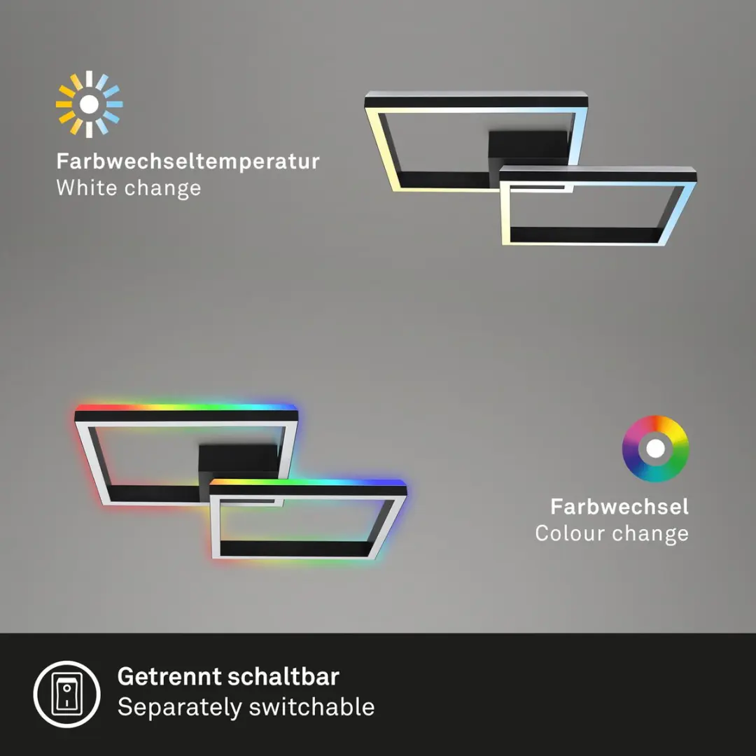 Briloner Frame Plafonnière 2x40W RGBW - Zwart