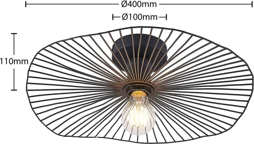Lindby Plafondlamp 1 Licht E27 - Ø40cm - Mat Zwart