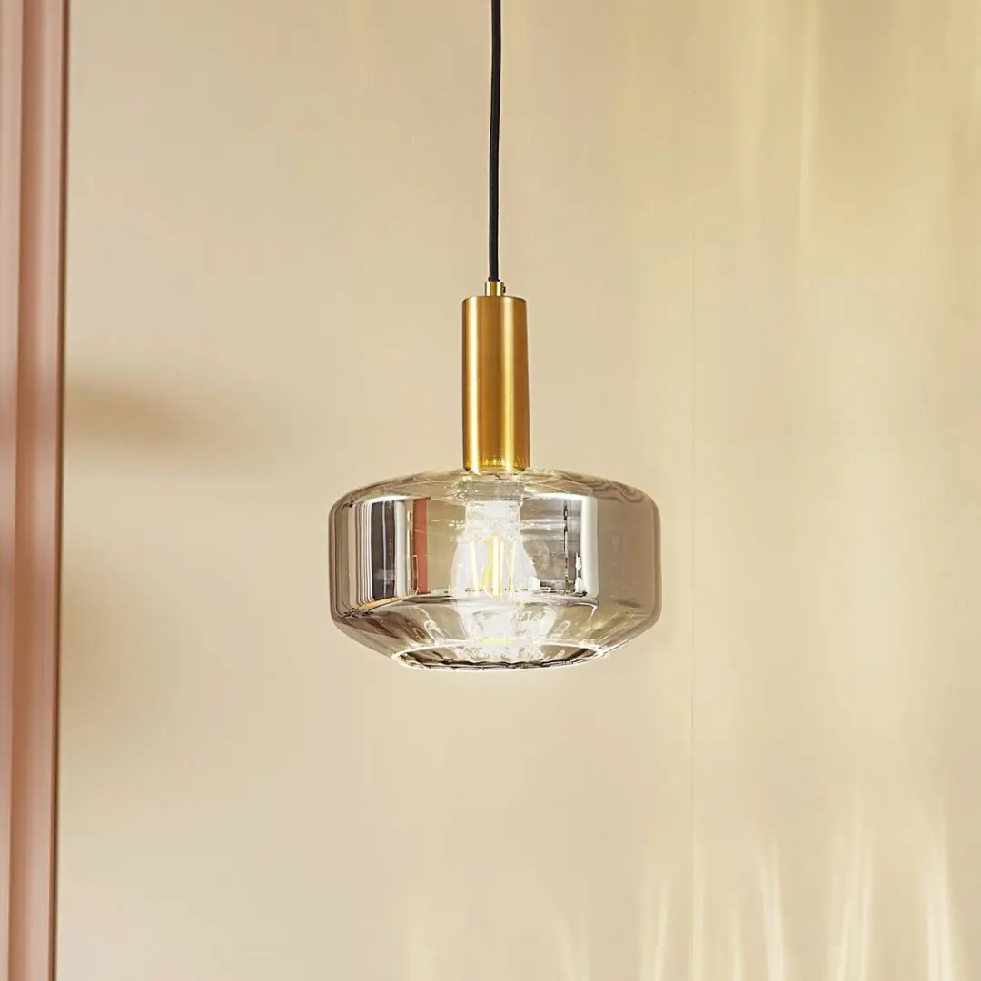 Lindby Hanglamp 1 Licht - Rookgrijs/Messing