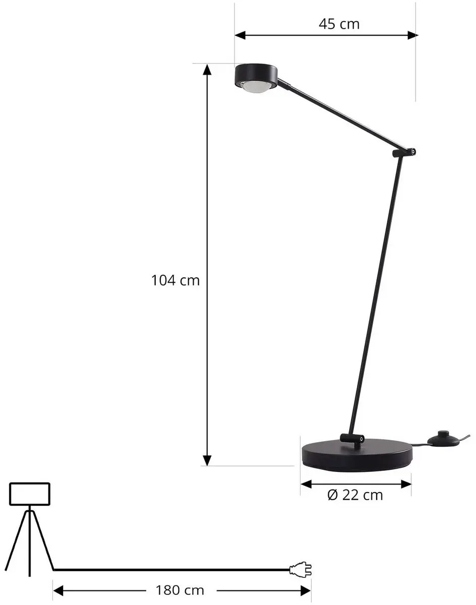 Lindby Vloerlamp 1 Licht GX53 - 88cm - Zwart Mat