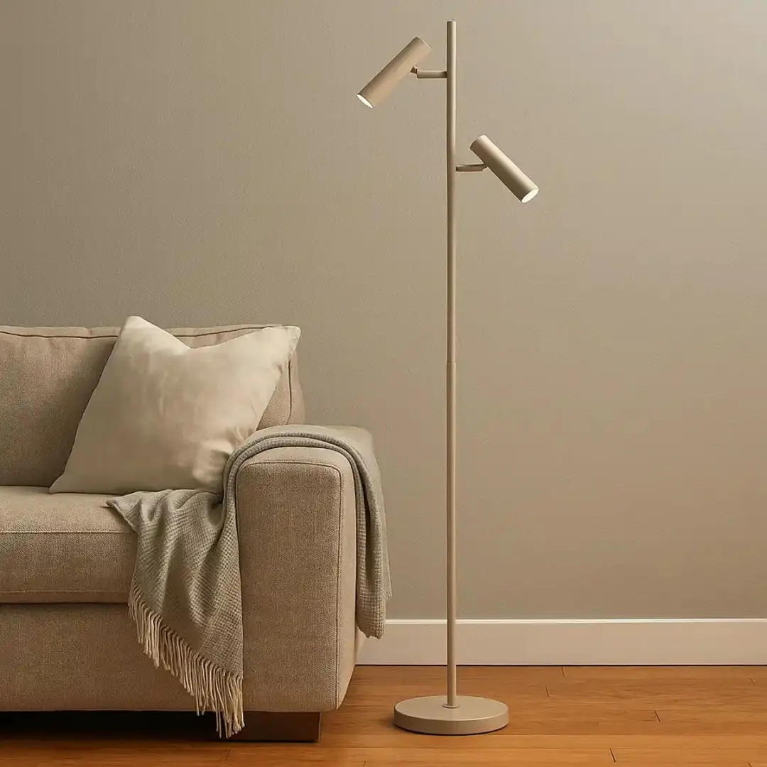 Freelight Minimalistische Vloerlamp Zandkleur - 2 Verstelbare Spots