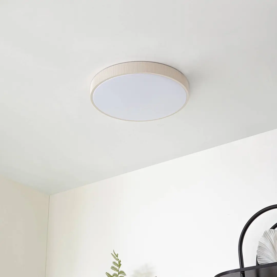 Lindby LED Plafondlamp 49cm - 1 Lichtpunt - Wit/Beige