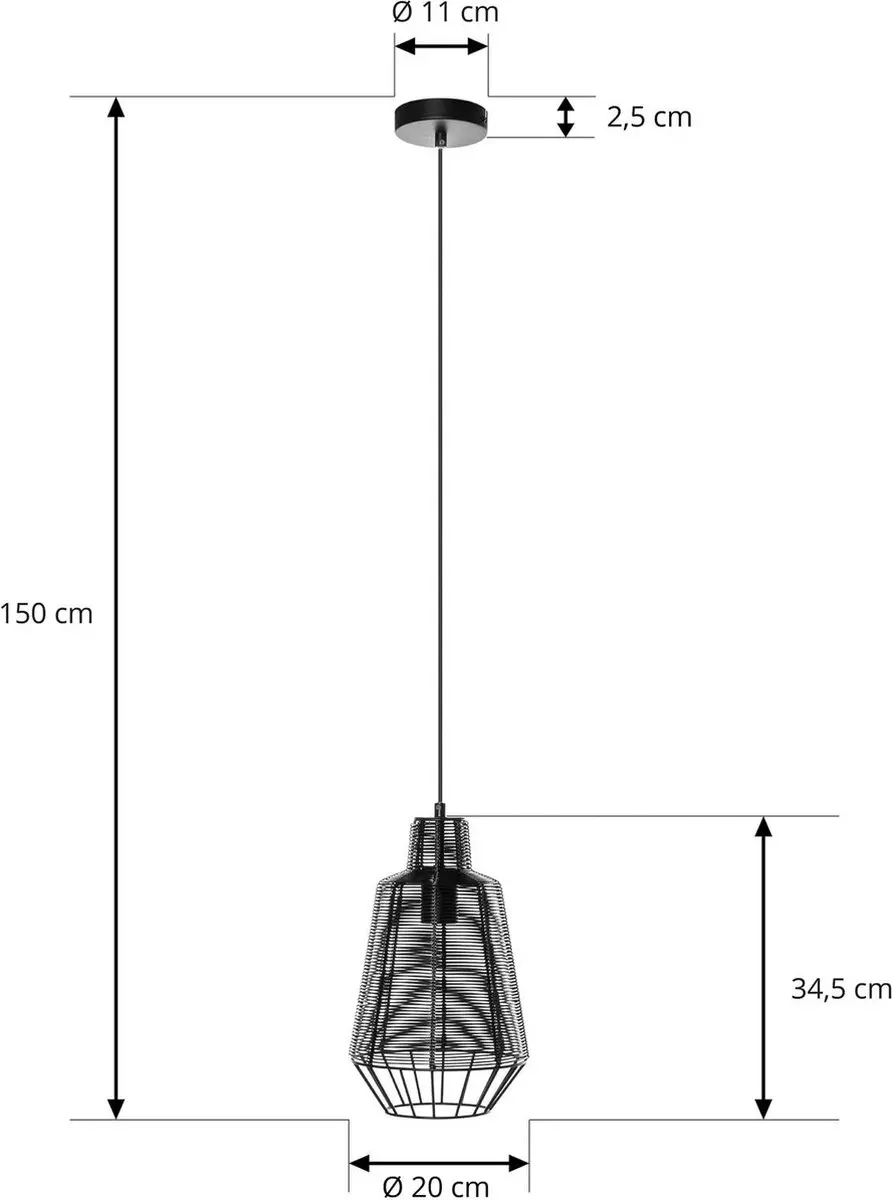 Lucande Hanglamp 1 Licht E27 - Zwart