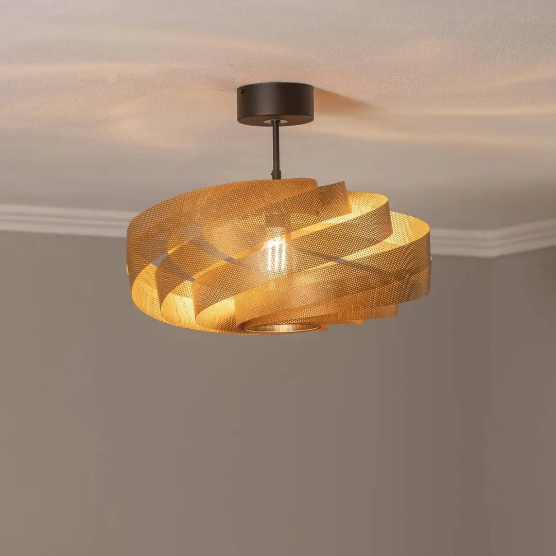 Euluna Plafondlamp Metaal 1 Licht - Ø50cm - Goud - afbeelding 6 van 6