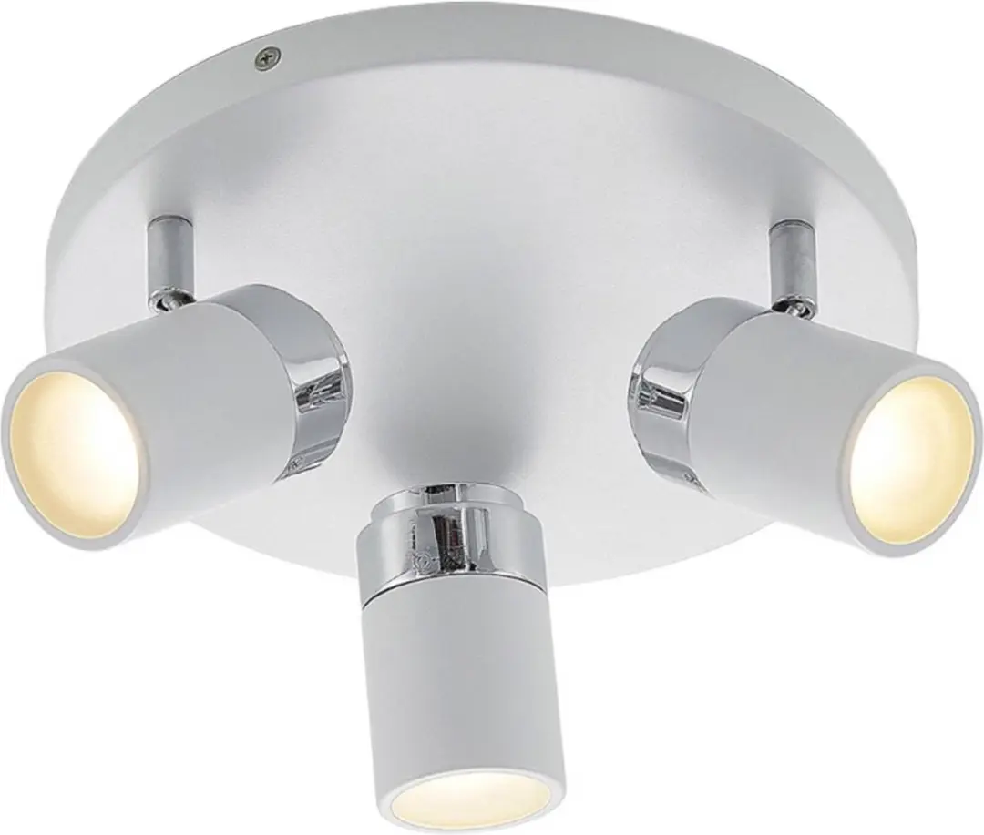 Lindby Buitenspot 3-lichts GU10 - 25cm - Wit/Chroom Mat