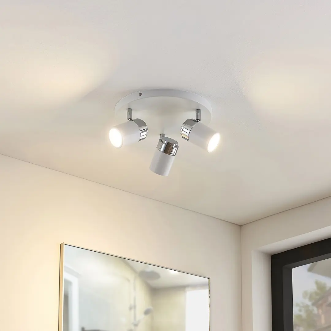 Lindby Buitenspot 3-lichts GU10 - 25cm - Wit/Chroom Mat