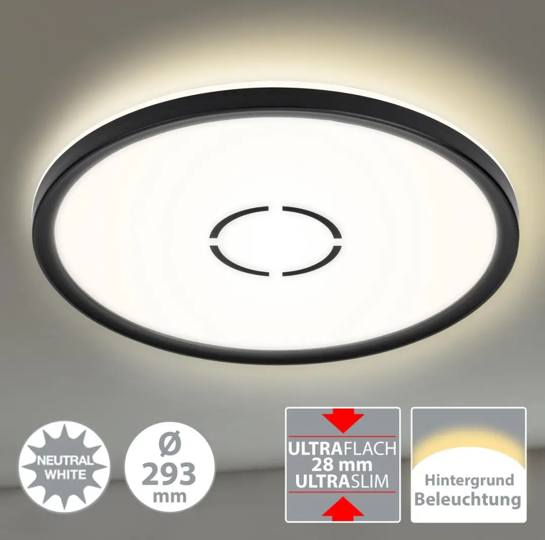 Briloner Free Plafondlamp LED 18W 2.400 Lumen - Ø29cm - Wit/Zwart