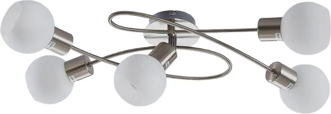 Lindby Elaina+ Plafondlamp 5-lichts - Mat nikkel/opaalwit
