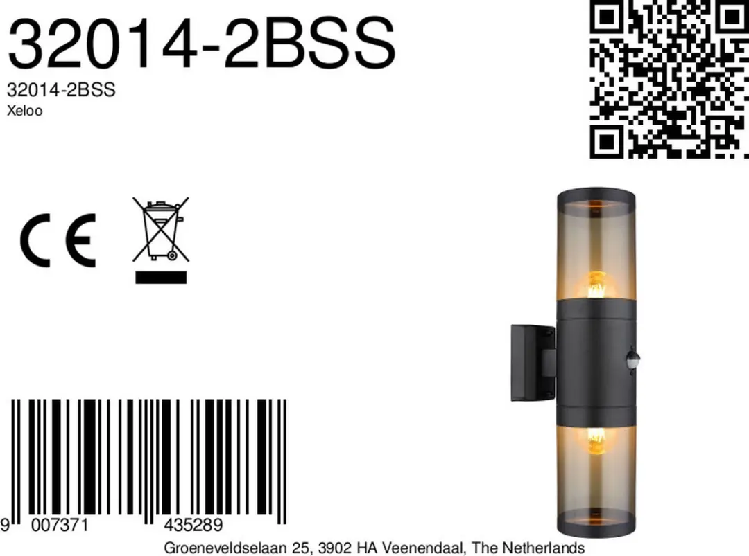Globo Xeloo Wandlamp 2x10cm - Zwart