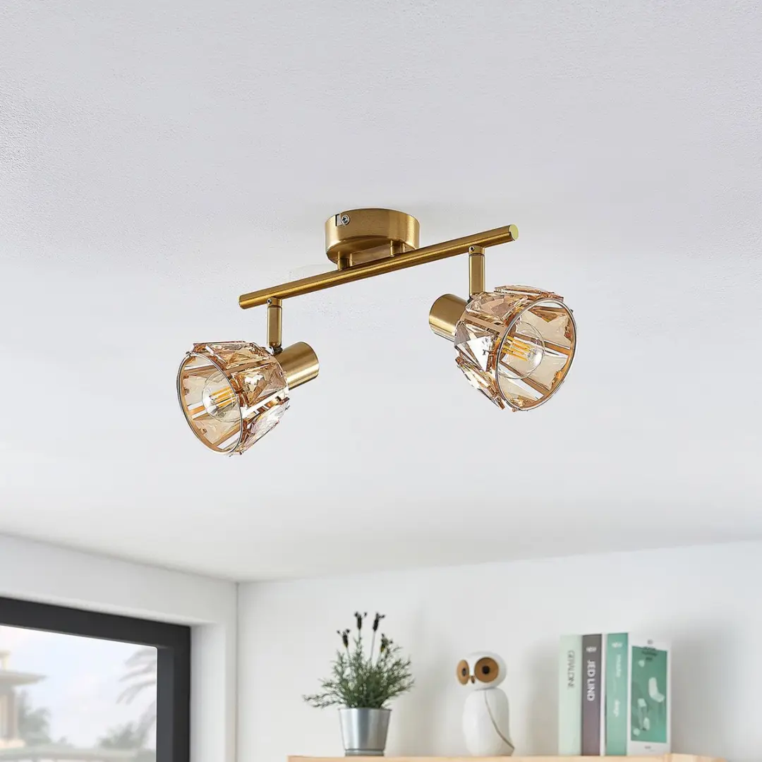 Lindby Plafondlamp 2 Lichtpunten - H18cm - Messing