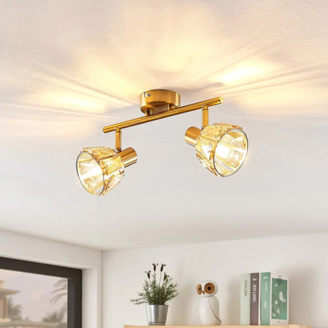 Lindby Plafondlamp 2 Lichtpunten - H18cm - Messing